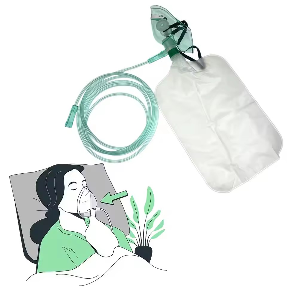 Oxygen Mask Non-Rebreather - Disposable Adult High Concentration Oxygen Face