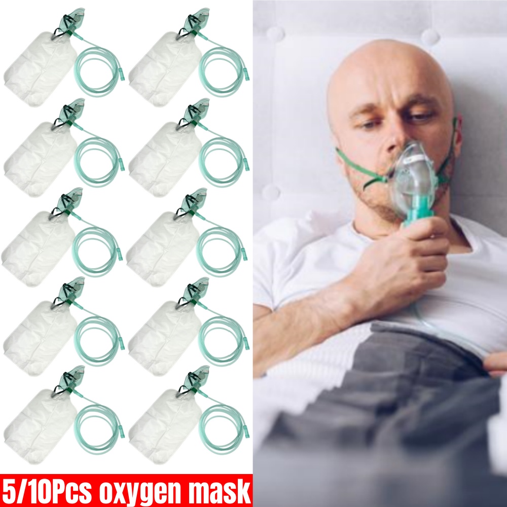 Oxygen Mask Non-Rebreather - 5-10Pcs Disposable Adult High Concentration Oxygen